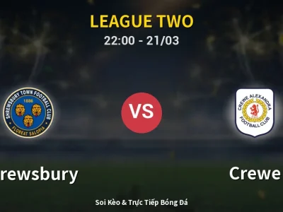 Soi Kèo Shrewsbury vs Crewe – 22:00 21/03 | Nhận Định, Dự Đoán Tỷ Số