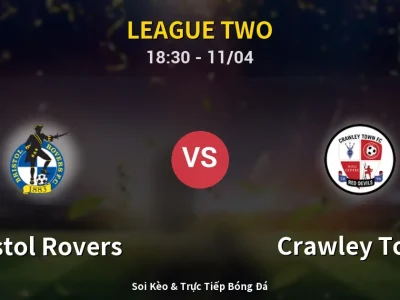 Soi Kèo Bristol Rovers vs Crawley Town – 18:30 11/04 | Nhận Định, Dự Đoán Tỷ Số